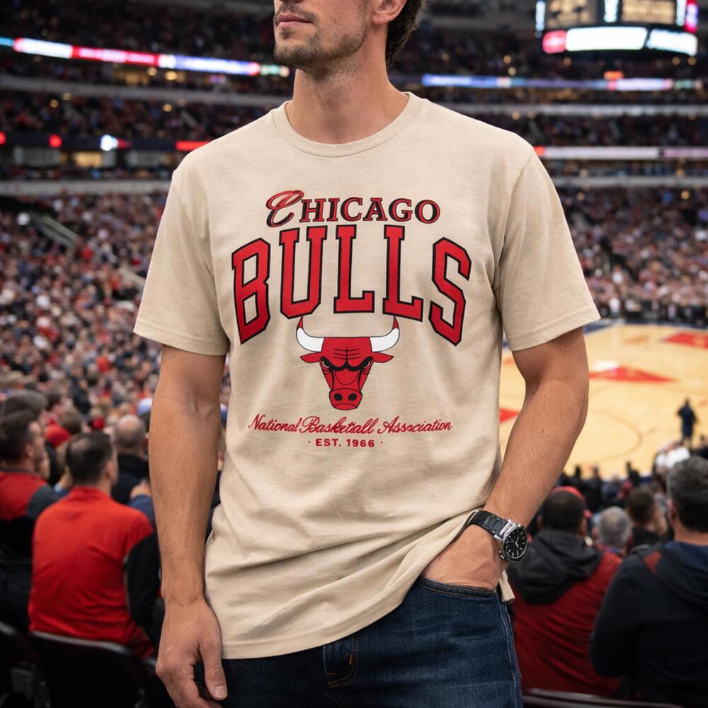 Chicago Bulls ’47 Brand Graphic T-Shirt Men’s Medium Tan NBA NWT